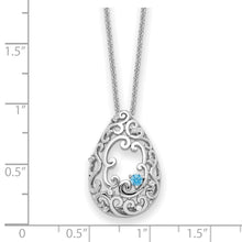 Load image into Gallery viewer, Sterling Silver Blue and Clear CZ In Memory of My Father 18in Necklace

