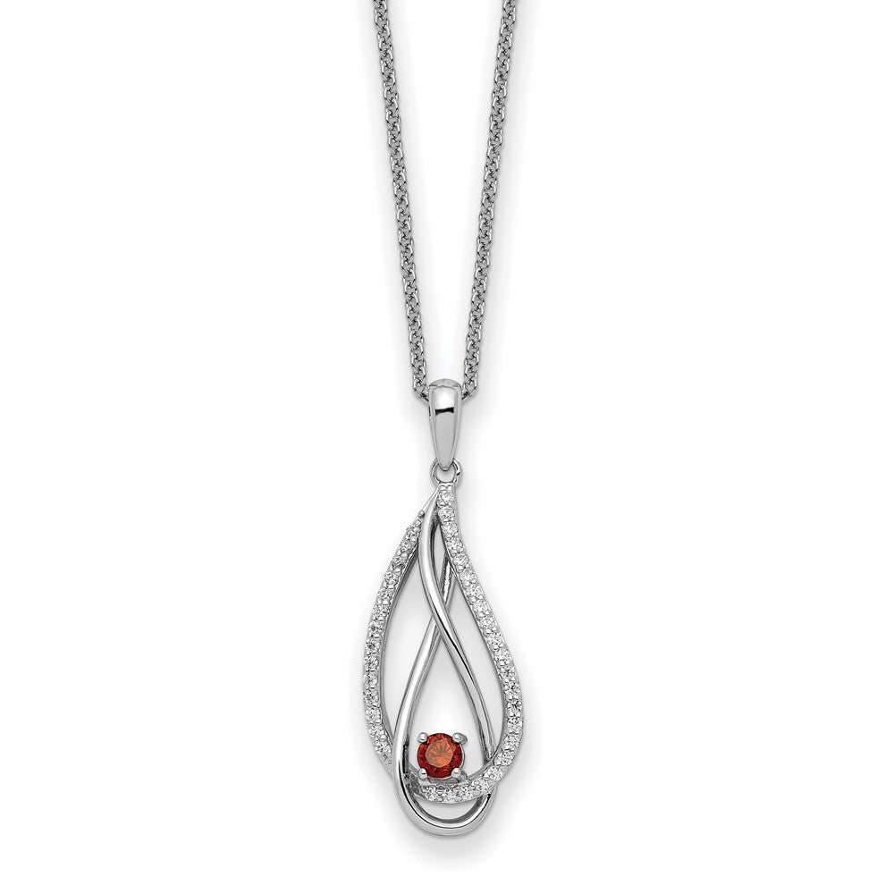 Sterling Silver Jan CZ Always in my Heart Birthstone 18in Necklace