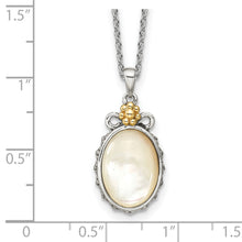 Load image into Gallery viewer, Sterling Silver w/14k Accent Floral Oval Mother Of Pearl Necklace
