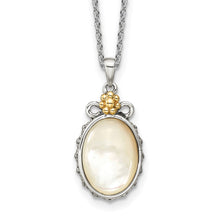 Load image into Gallery viewer, Sterling Silver w/14k Accent Floral Oval Mother Of Pearl Necklace
