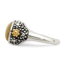 Load image into Gallery viewer, Sterling Silver w/14k Accent Floral Oval Mother Of Pearl Ring
