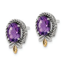 Load image into Gallery viewer, Sterling Silver w/14k Braided Oval 2.09AM Amethyst Post Earrings
