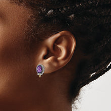 Load image into Gallery viewer, Sterling Silver w/14k Braided Oval 2.09AM Amethyst Post Earrings
