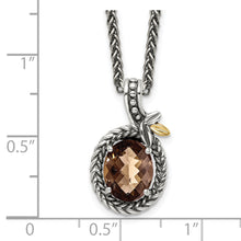 Load image into Gallery viewer, Sterling Silver w/14k Braided Oval 1.95SQ Smoky Quartz Necklace
