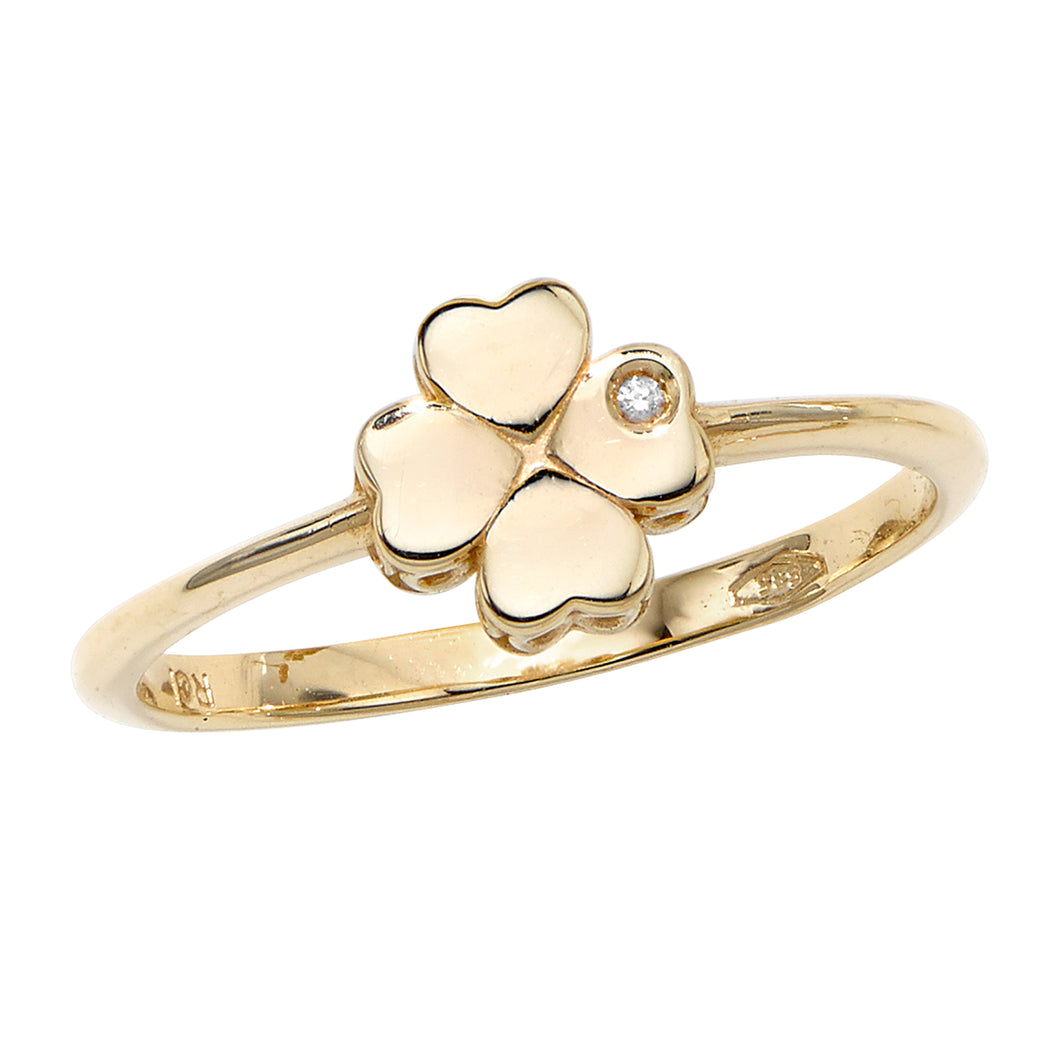 14K Gold .005ct Diamond Clover Ring