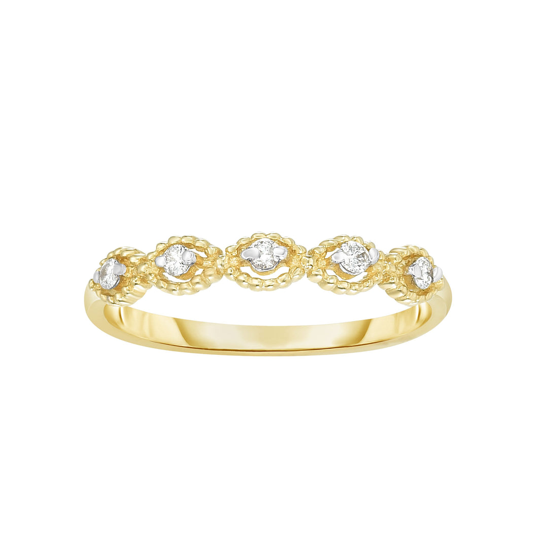 14K Gold .10ct Diamond Oval Shape Stackable Ring