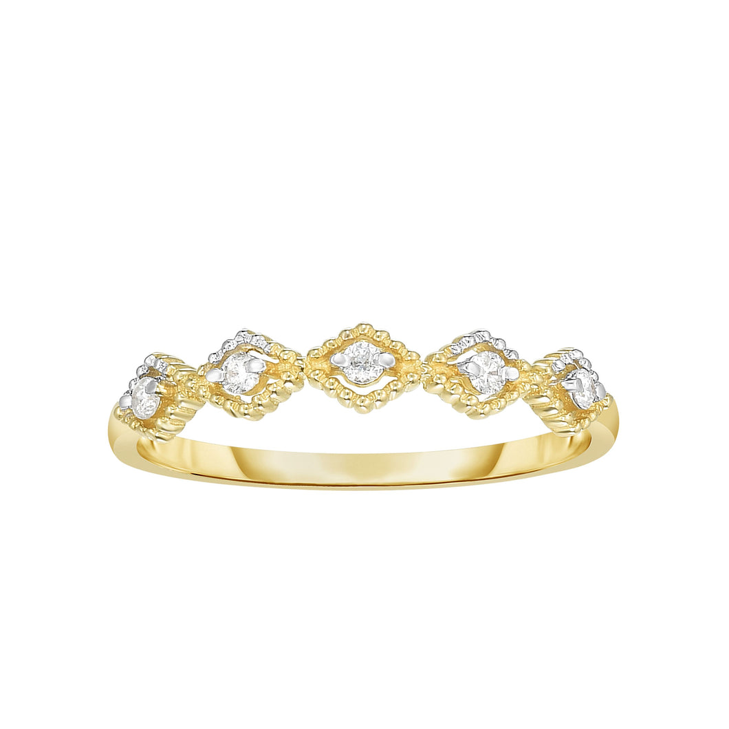 14K Gold .08ct Diamond Kite Shape Stackable Ring