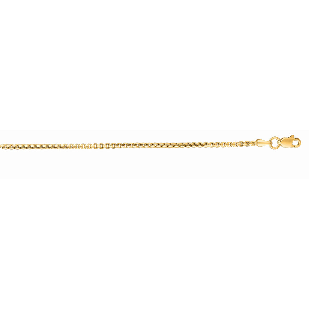 14K Gold 1.3mm Lite Round Box Chain