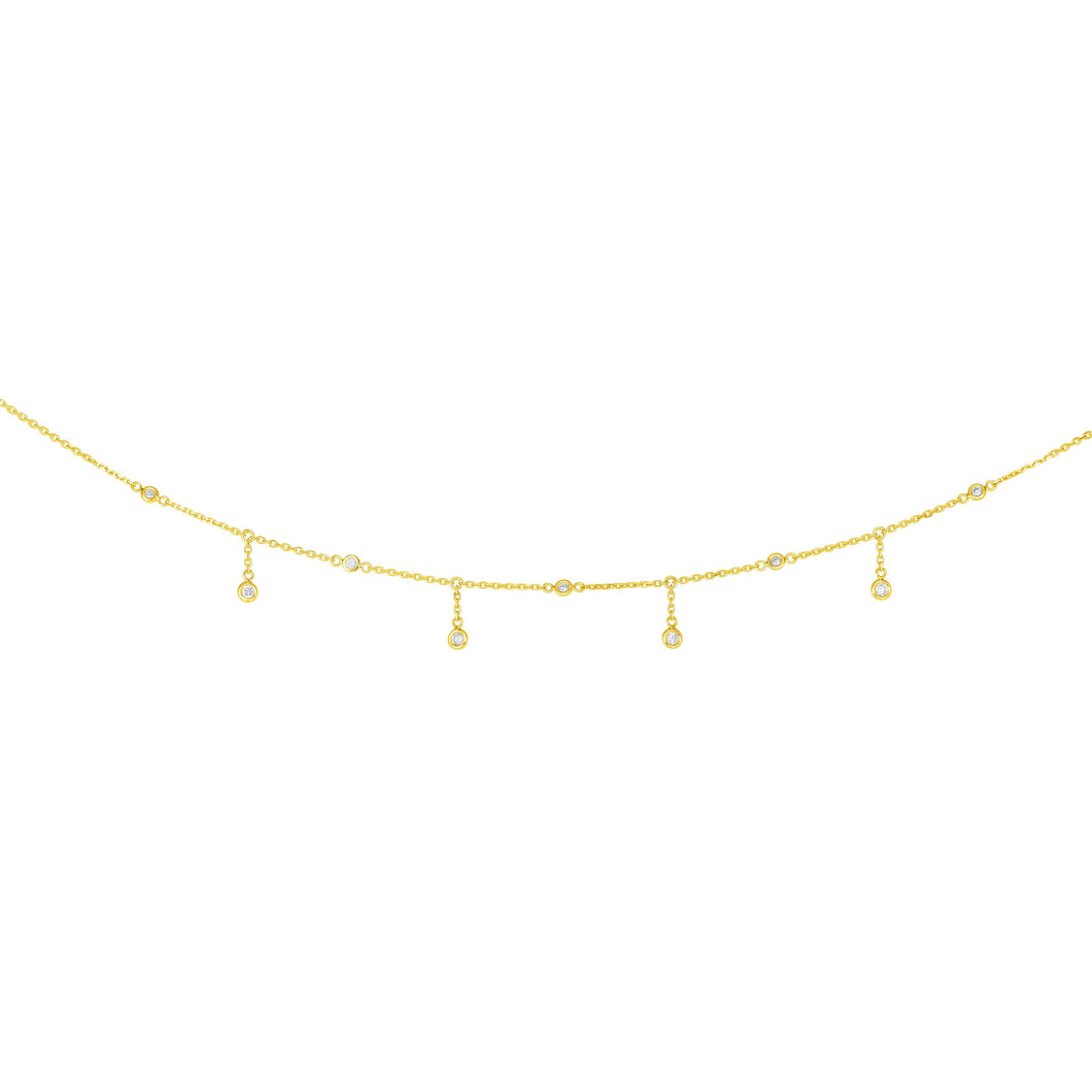14K Gold .25ct Dangling Diamonds Necklace