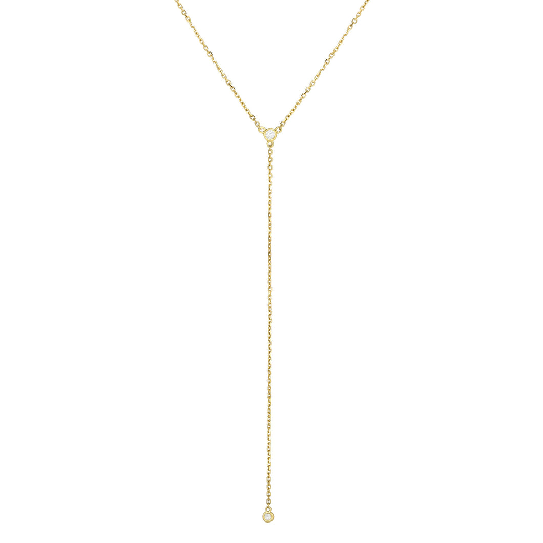 14K Gold .10ct Diamond Y Necklace