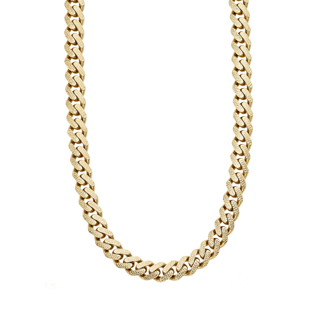 14K Gold 13.5mm Yellow Pave Lite Miami Cuban