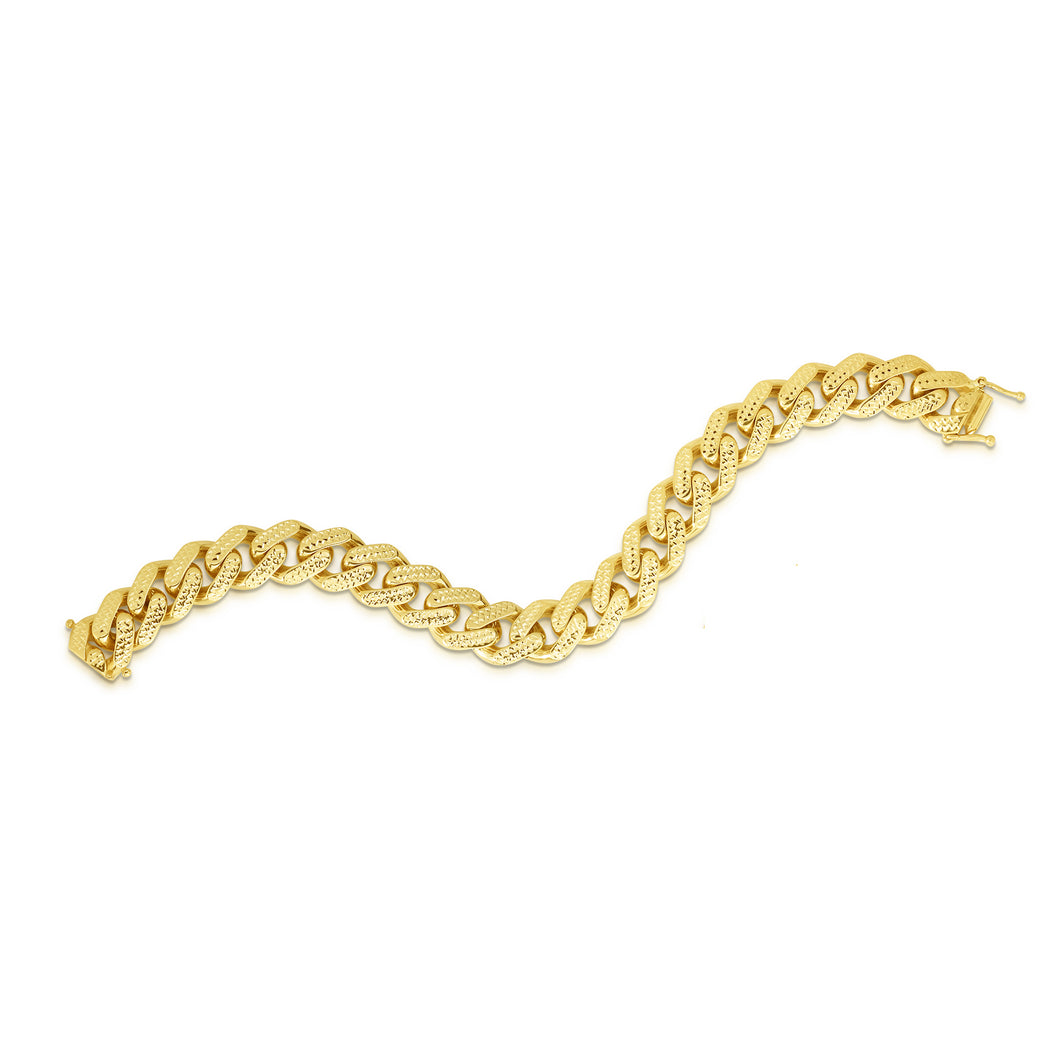 14K Gold 13.5mm Yellow Pave Lite Miami Cuban
