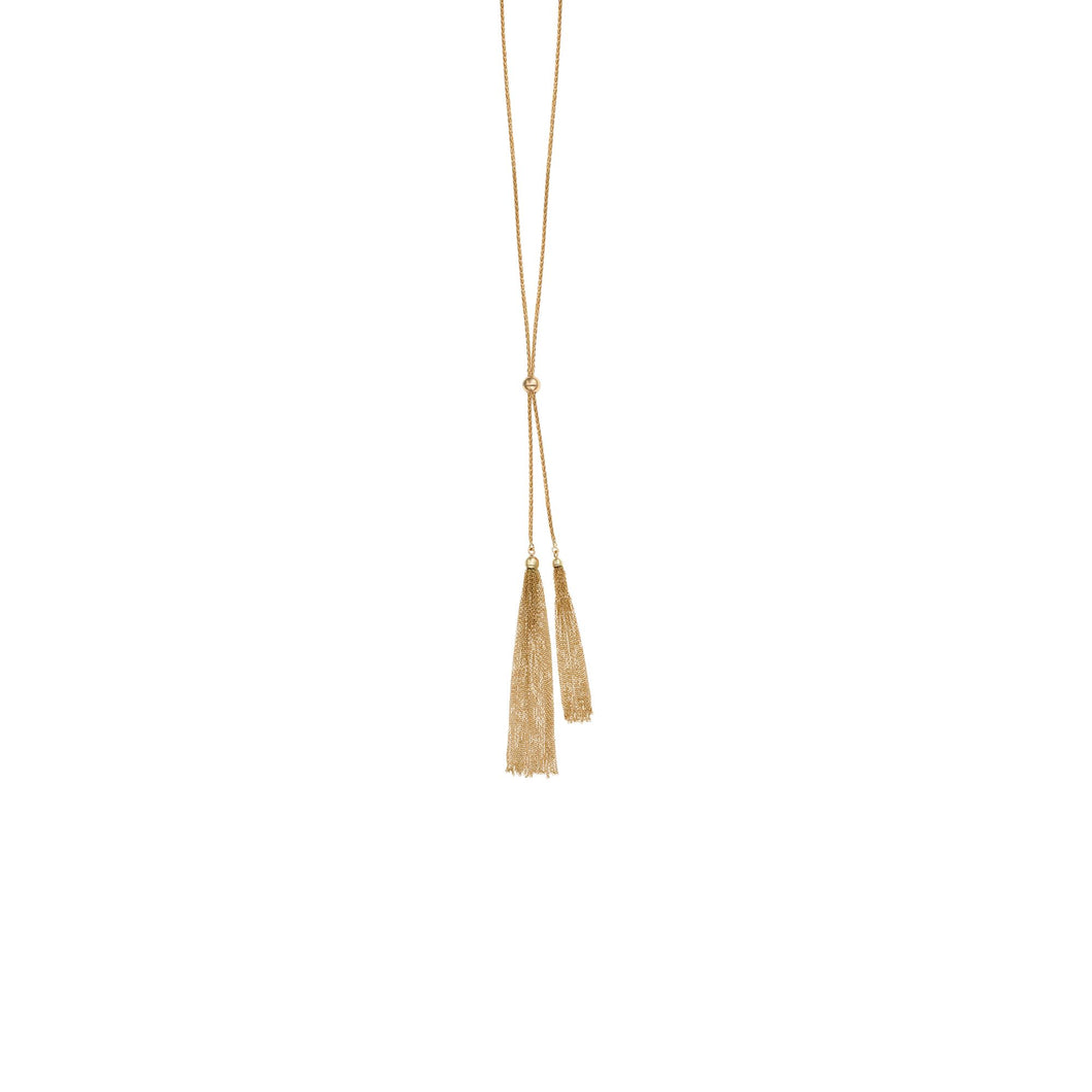 14K Gold Double Tassel Necklace