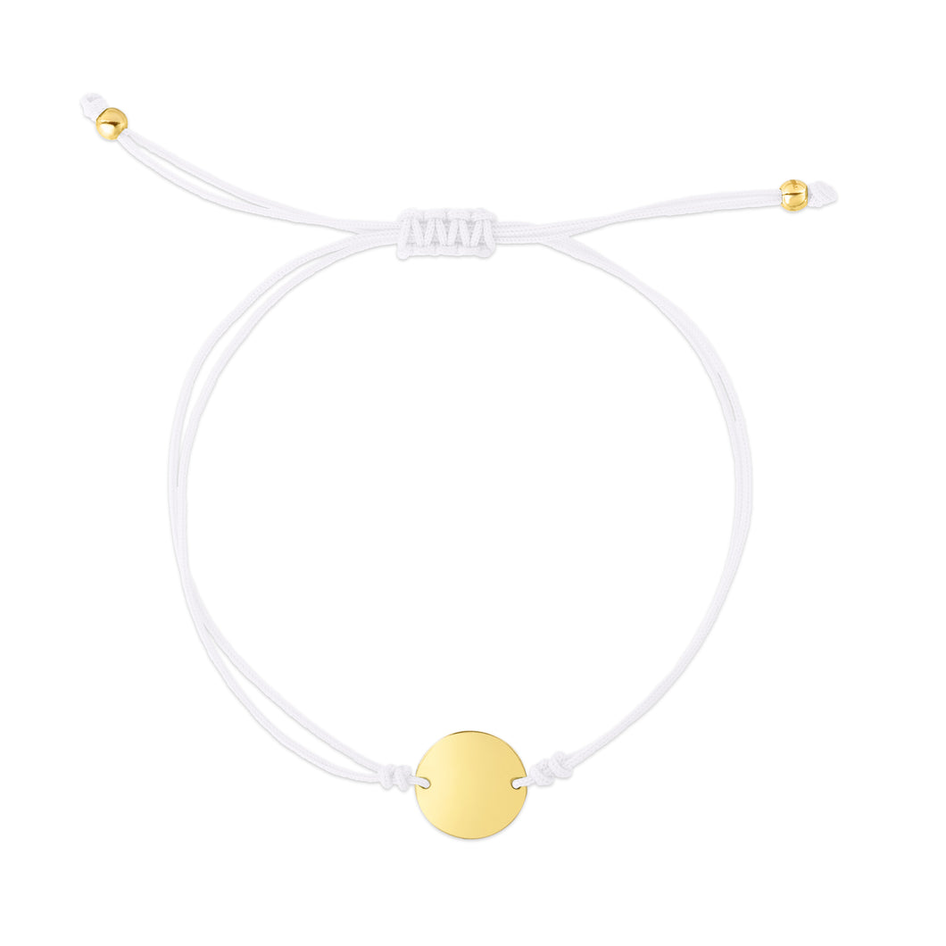 14K White Cord Circle Adjustable Bracelet