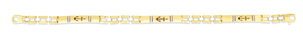 14K Nautical Men's Railroad Bracelet