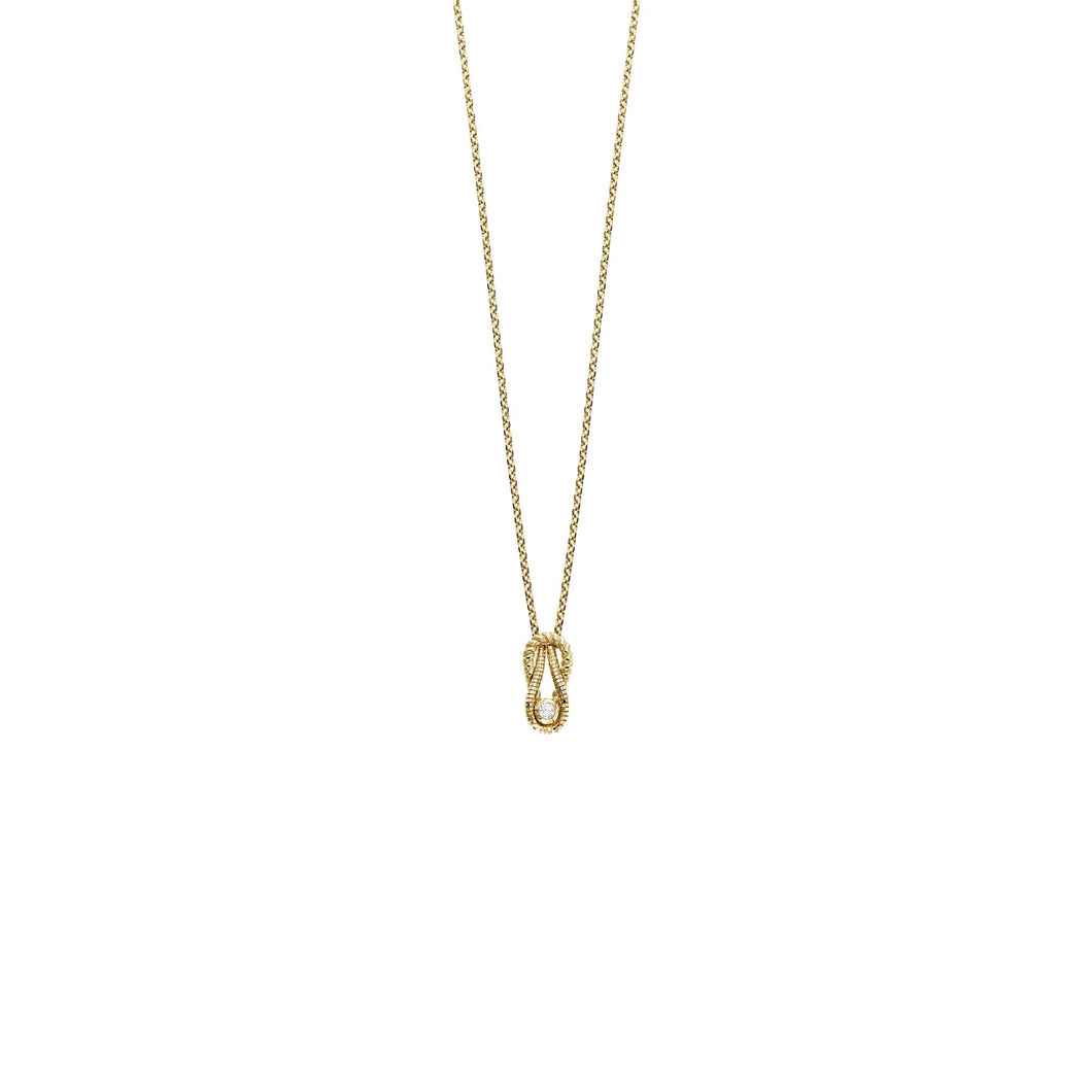 14K Gold Italian Cable L'Infinito Diamond Knot Pendant