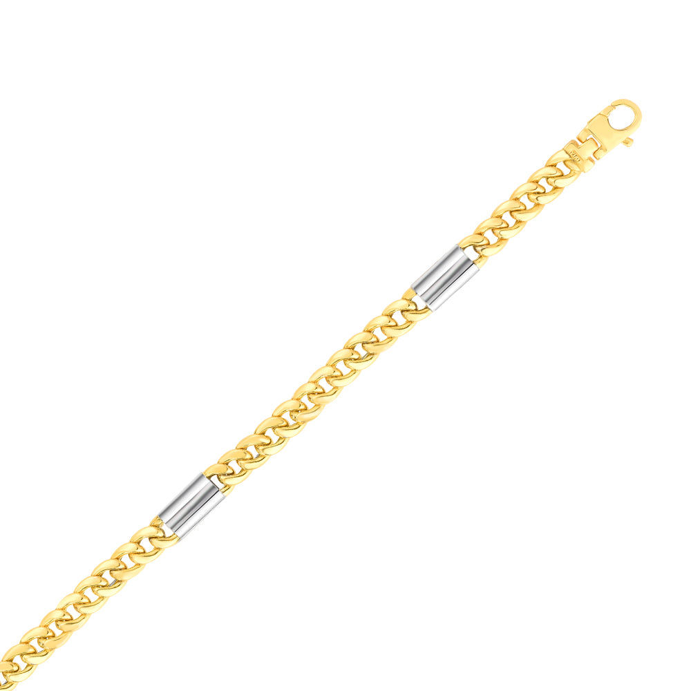 14K Gold Fancy Figaro Cuban Link with Bar Stations