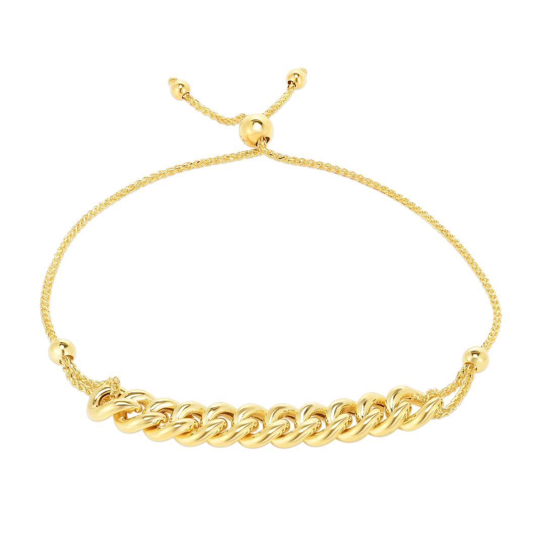 14K Gold Curbed Chain Friendship Bracelet