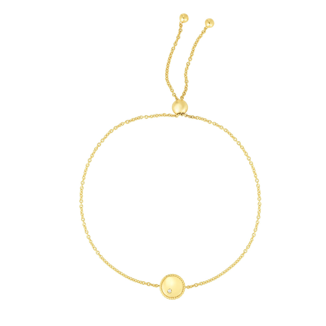 14K Gold Diamond Round Piccolini Adjustable Bracelet