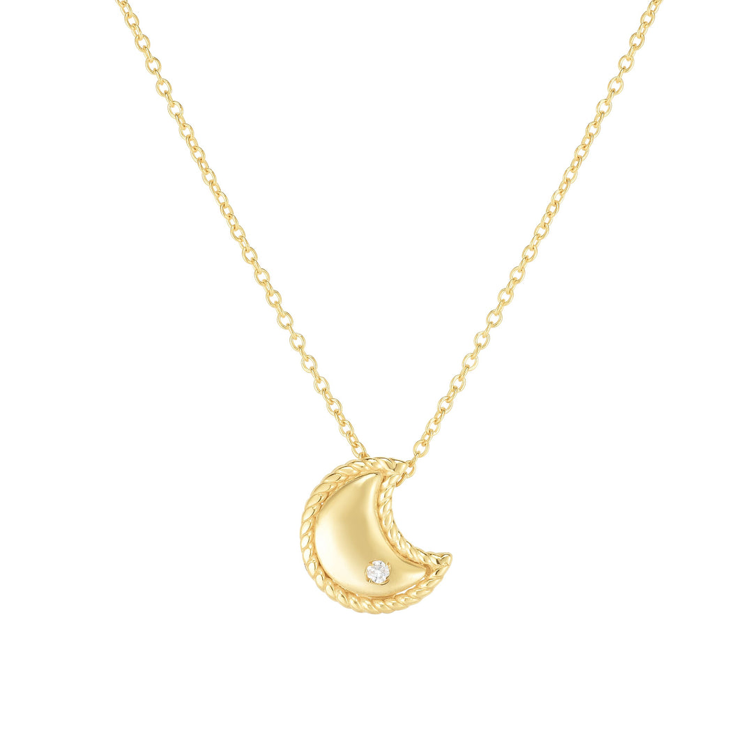 14K Gold Diamond Moon Piccolini Pendant