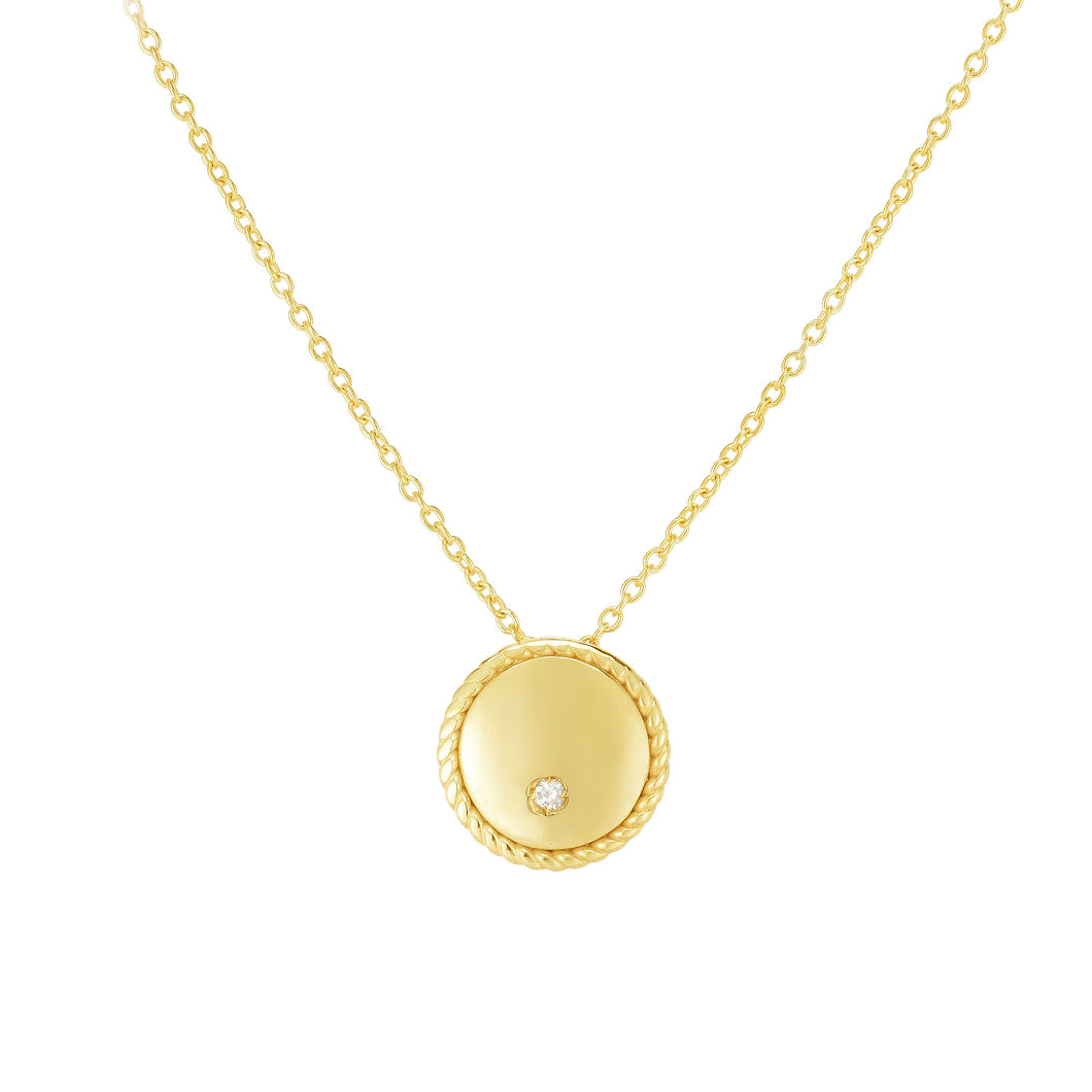 14K Gold Diamond Round Piccolini Pendant