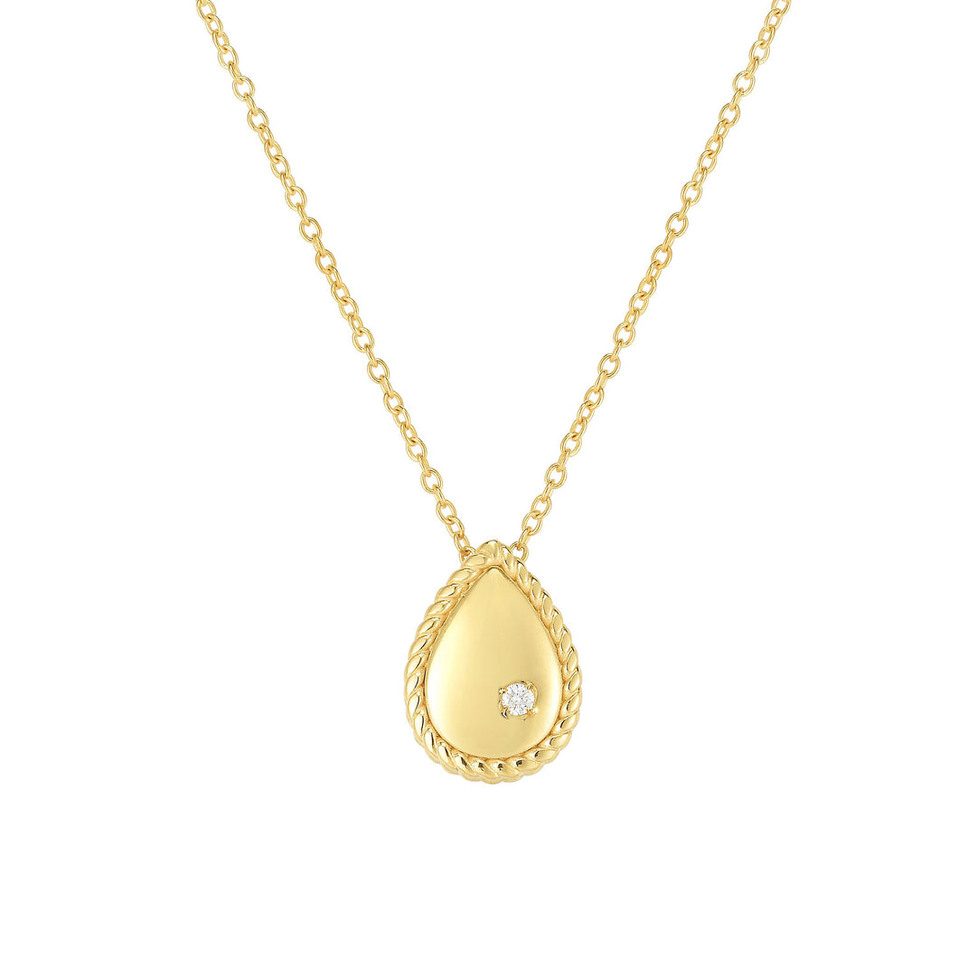 14K Gold Diamond Teardrop Piccolini Pendant