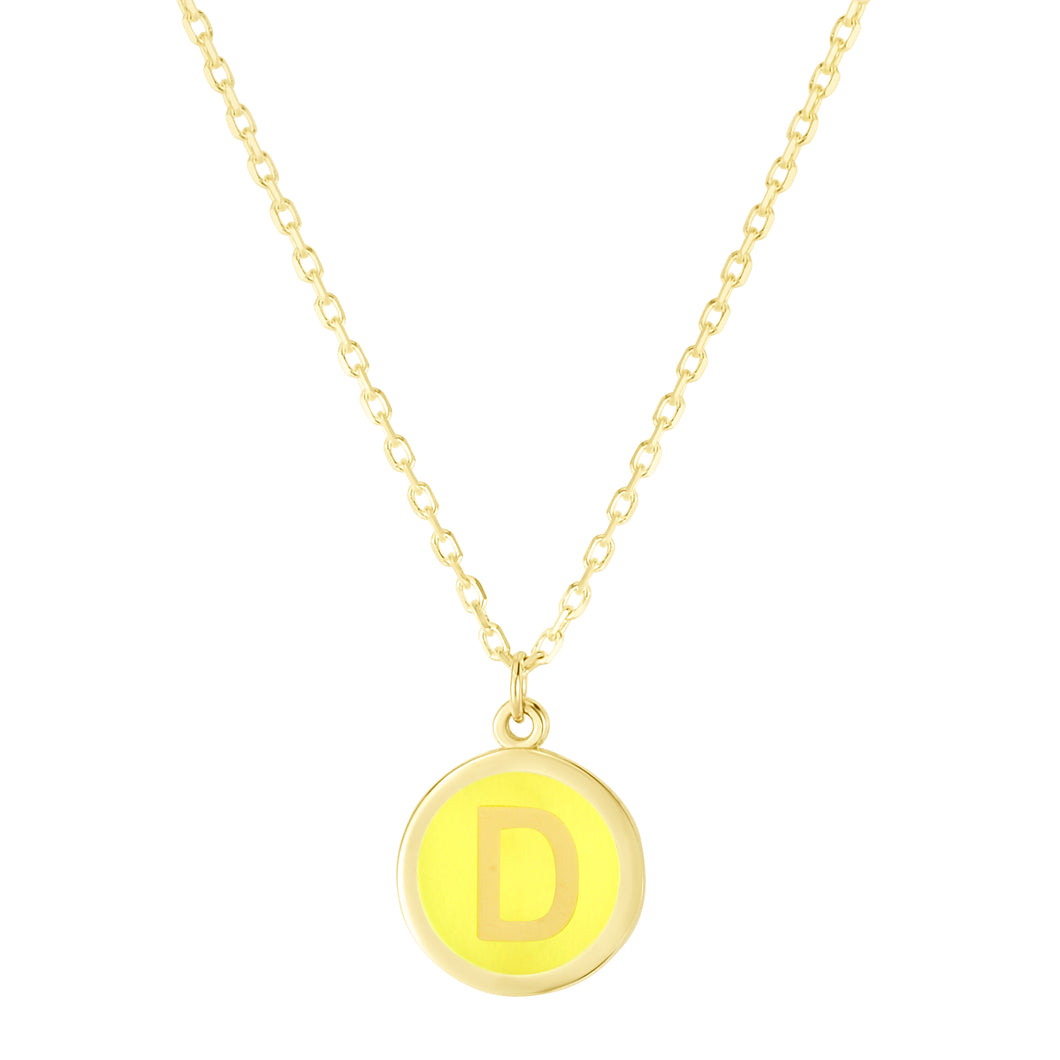14K Yellow Enamel D Initial Bracelet