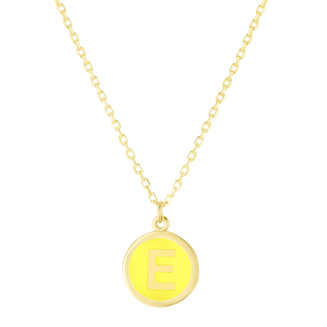 14K Yellow Enamel E Initial Bracelet