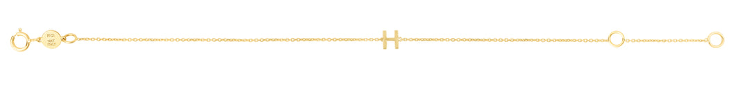 14K Mini Initial H Bracelet