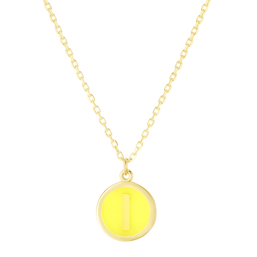 14K Yellow Enamel I Initial Necklace