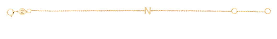 14K Mini Initial N Bracelet