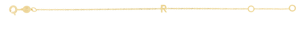14K Mini Initial R Bracelet