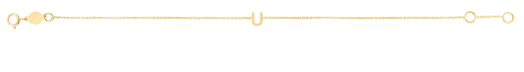 14K Mini Initial U Bracelet