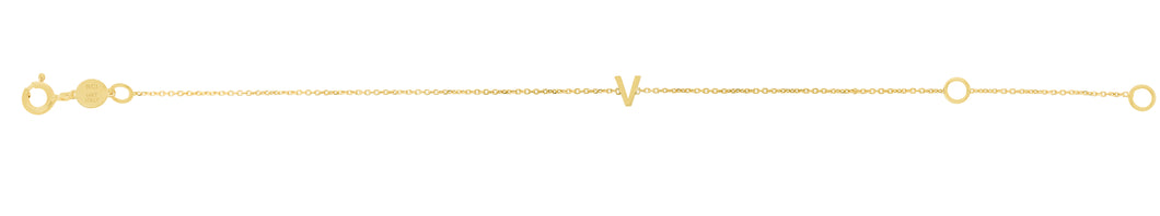 14K Mini Initial V Bracelet