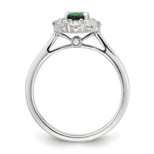 Load image into Gallery viewer, 14K White Gold Lab Grown Diamond &amp; Cr. Oval Emerald Fashion Ring
