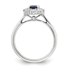 Load image into Gallery viewer, 14K White Gold Lab Grown Diamond &amp; Cr. Oval Blue Sapphire Fashion Ring
