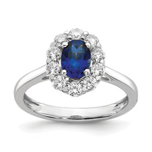 Load image into Gallery viewer, 14K White Gold Lab Grown Diamond &amp; Cr. Oval Blue Sapphire Fashion Ring
