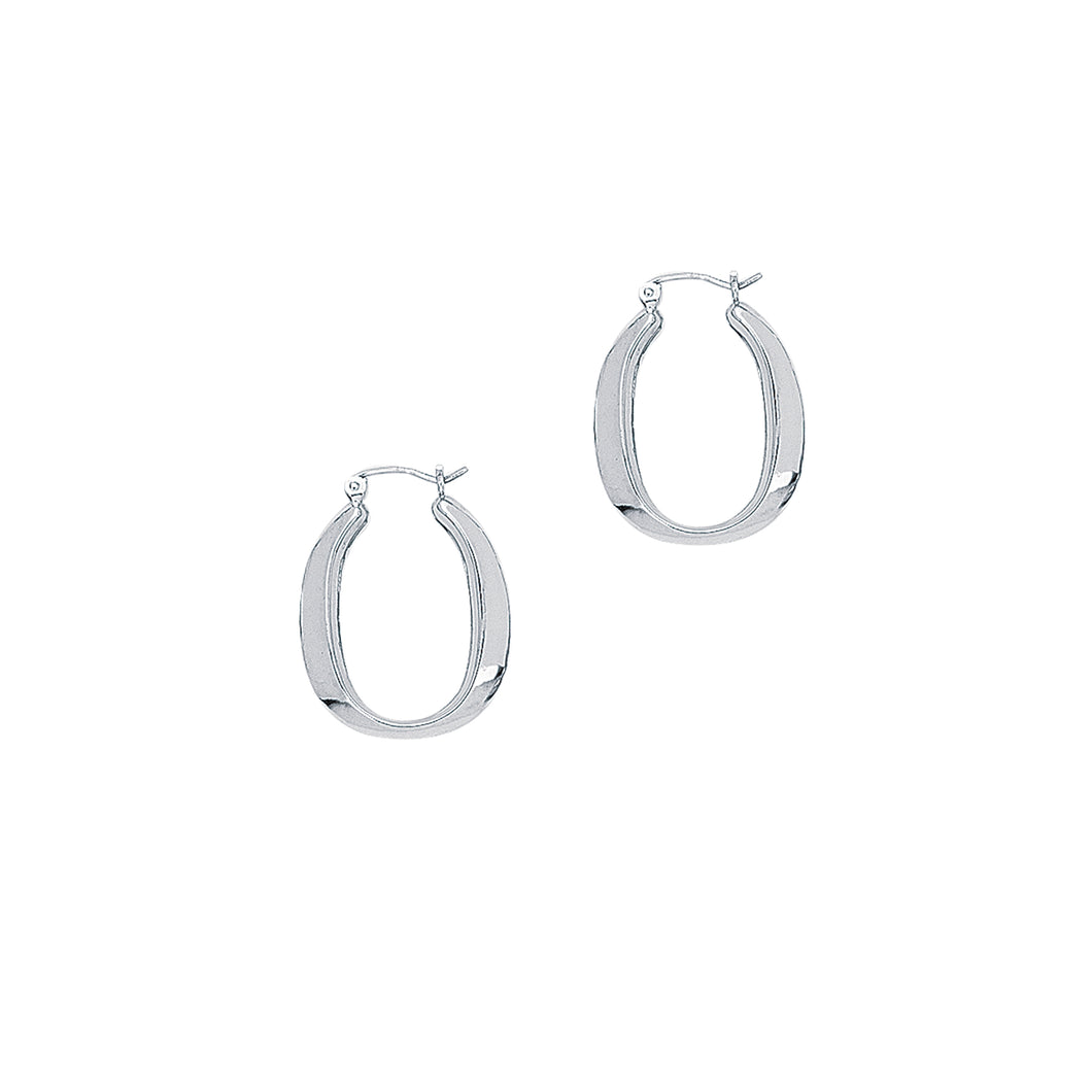 14K Gold Polished Oval Back to Back Hoop Earring