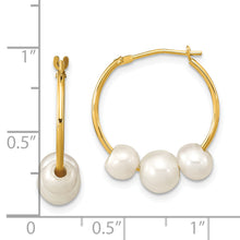 Load image into Gallery viewer, 14K Madi K 5-7mm Round White FWC Pearl Hoop Earrings
