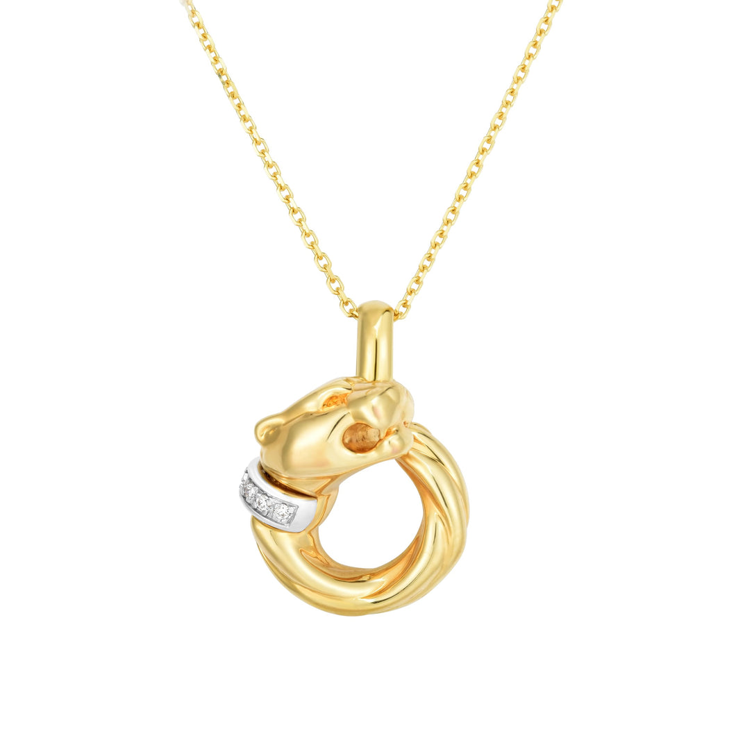 14K Gold Diamond Panther Pendant
