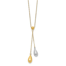 Load image into Gallery viewer, 14k Yellow and White Gold Teardrop Puff Lariat Necklace
