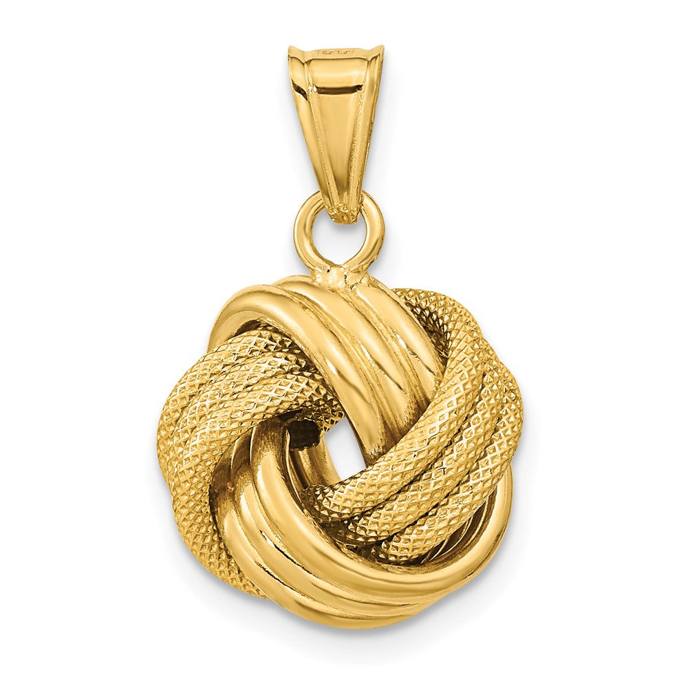 14k Polished Textured Love Knot Pendant