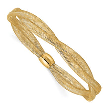Load image into Gallery viewer, 14K Gold Twisted Woven Mesh Stretch Bracelet
