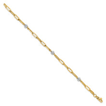 Load image into Gallery viewer, 14K Two-tone Polished D/C Beads &amp; Fancy Link Bracelet
