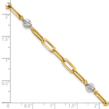 Load image into Gallery viewer, 14K Two-tone Polished D/C Beads &amp; Fancy Link Bracelet
