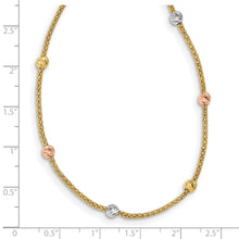 Load image into Gallery viewer, 14k Tri-color Diamond-cut 9-Station Bead and Chain Necklace
