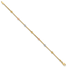Load image into Gallery viewer, 14k Tri-color Diamond-cut 7-Station Bead and Chain Bracelet
