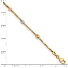 Load image into Gallery viewer, 14k Tri-color Diamond-cut 7-Station Bead and Chain Bracelet
