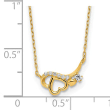 Load image into Gallery viewer, 14k Polished CZ Heart w/1.25 in ext Necklace
