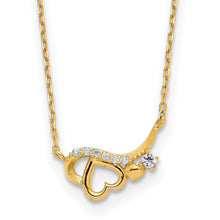 Load image into Gallery viewer, 14k Polished CZ Heart w/1.25 in ext Necklace
